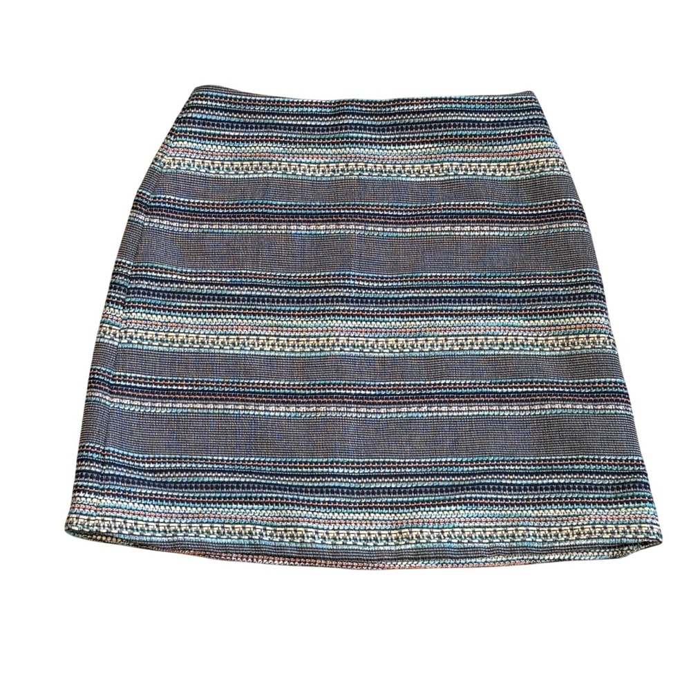 Halogen Textured Striped A-Line Mini Skirt Navy Blue Multi Color Womens Size 6‎